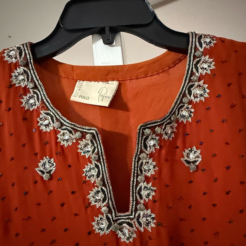 Polo by Ralph Lauren Women's Rust Embroidered  Three piece dress